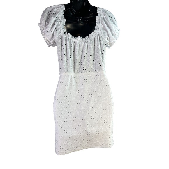 Cottagecore‎ White Eyelet Milkmaid Dress Sweetheart Neckline Size M - Picture 11 of 16